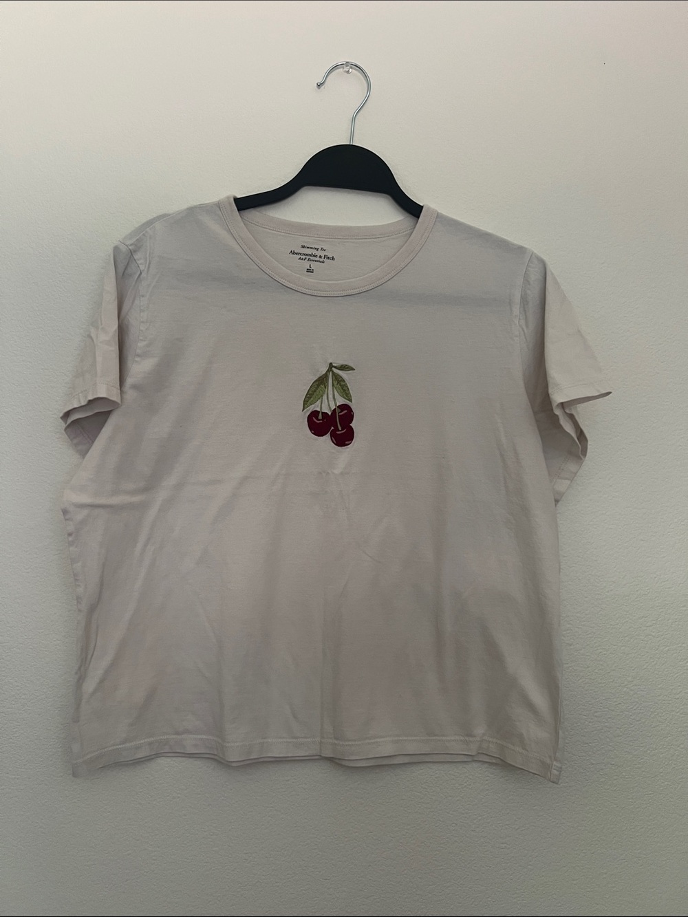 Abercrombie & Fitch White Tee with Cherry Embroidery